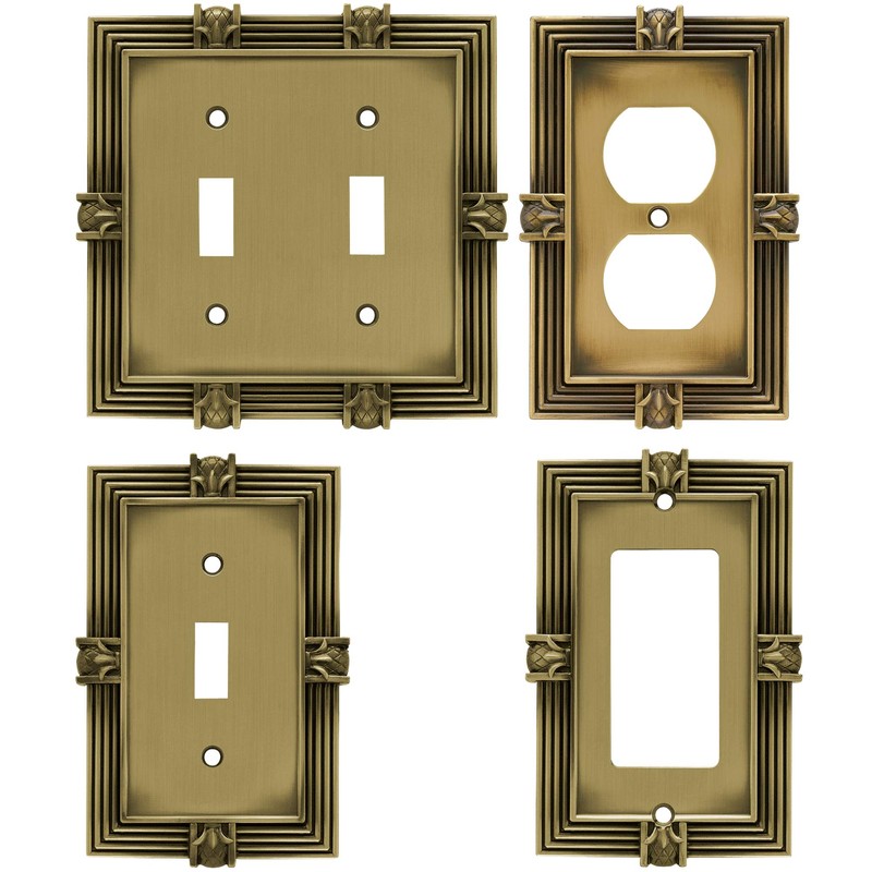 Franklin Brass Pineapple (1-Pack) Outlet Covers Wall Plate Tumbled Antique