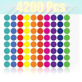 4200 Pcs Colored Dot Stickers, 3/4" Circle Stickers Labels, Removable Writable 10 Colors for Planners, Office, Gift Wrapping, Home Organization
