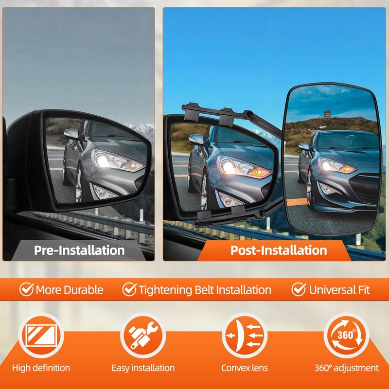 KAOLALI Car Towing Mirrors, Caravan Towing Mirrors, 2 PCS Extended