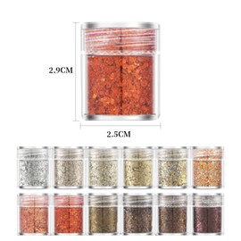 Nail Glitter Nail Parts Hologram Glitter Powder Bling Gold Orange Face/Body Hair Ornaments Fall Christmas Resin Containers Set of 12 (12 pcs)