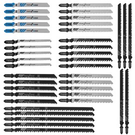 Professional 40 Piece Jigsaw Bladed Wood, 8 Models, Reciprocating Saw Bladed Set, Jigsaw Bloated Metal with Plastic Box, Saw Bladed Jigsaw (40 Pieces Jigsaw Blades)