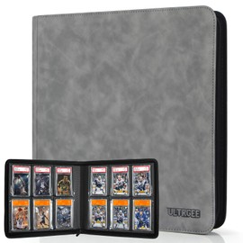 ULTRGEE Graded Card Binder, 6 Slot Storage Binder for Graded Cards - Holds 60 Slabs, Cards Display Album compatible with PSA/CGC/PCG Slabs (Grey)