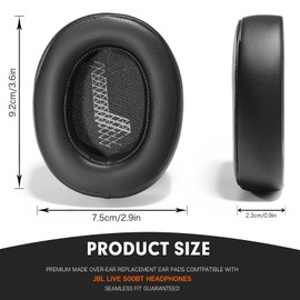 PESLNG Professionelle PU-Leder Ersatz Ohrpolster für JBL LIVE 500BT, Verwendet hochwertigen Memory-Schaumstoff für mehr Komfort und Langlebigkeit. (Eiweißleder-Schwarz)