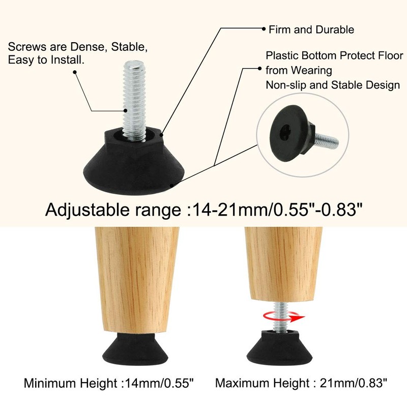 Sourcingmap M6 x 17 x 24 Screw on Leveling Feet