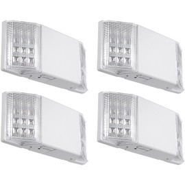 TORCHSTAR LED Emergency Lighting, Commercial Emergency Lights with Battery Backup, UL Listed, Two Square Heads, AC 120/277V, Hardwired Emergency Exit Light Fixtures for Business, Pack of 4