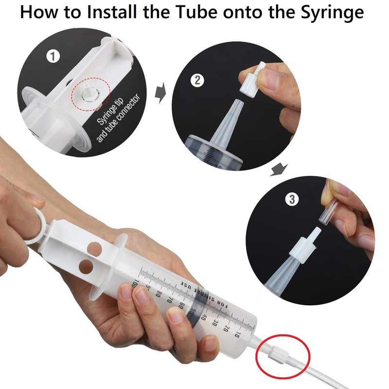 Hyber&Cara 100ml Syringe with 100cm Tube, Large Plastic Measuring Syringe