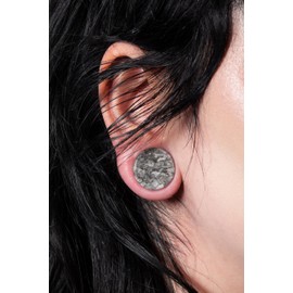 Pierced Owl - Grey Wave Jasper Natural Stone Saddle Plugs, Sold as a Pair, Stone, no gemstone