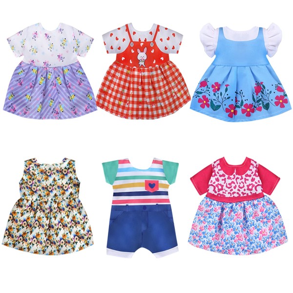 Alive Doll Clothes and Accessories - Baby Doll Dresses Fit for 12 13 14 14.5 Inch Bitty Girl Dolls, 6 Sets Doll Outfits Include Doll Dresses, Jumpsuit, Swimsuit Dolls Outfits for Girls Gifts