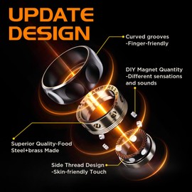 Fidget Spinner for Stress Relief – DIY Magnetic Fidget Ring with Engaging Sounds, EDC Stainless Steel Toys for Adults & Teens, Perfect for Work, Study, Waiting, Gift and Stocking Stuffer