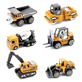 Construction Site Vehicles Metal Plastic Excavator, Construction Vehicles Toy Car for Children from 2 Years Gifts Mini Truck Cars (Excavator, Road Scooter, Dumper Mixer, Bulldozer, Forklift)