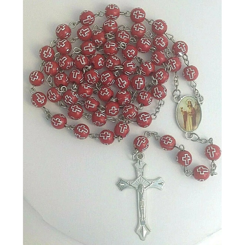 St Barbara Rosary Red Catholic Necklace Santa Barbara Rosario Saint