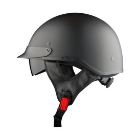 1Storm Motorcycle Half Face Helmet Mopeds Scooter Pilot with Retractable Inner Smoked Visor, Matt Black