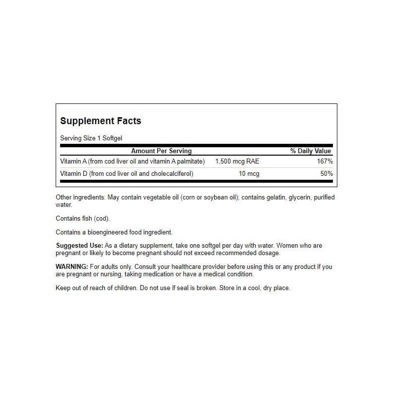 Swanson Vitamin A & D Skin Eye Immune System Health