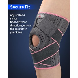 ABYON Knee Support for Women, Adjustable Non-Slip Knee Brace with Side Stabilizers and Open Patella Gel Pad for Arthritis, Meniscus Tears, LCL/MCL/ACL Ligament Joint Pain (S/M)