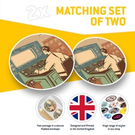 Vinyl Stickers (Set of 2) 15cm - Vintage Retro Industrial Control Room Laptop Tablet Luggage Scrapbook #16692