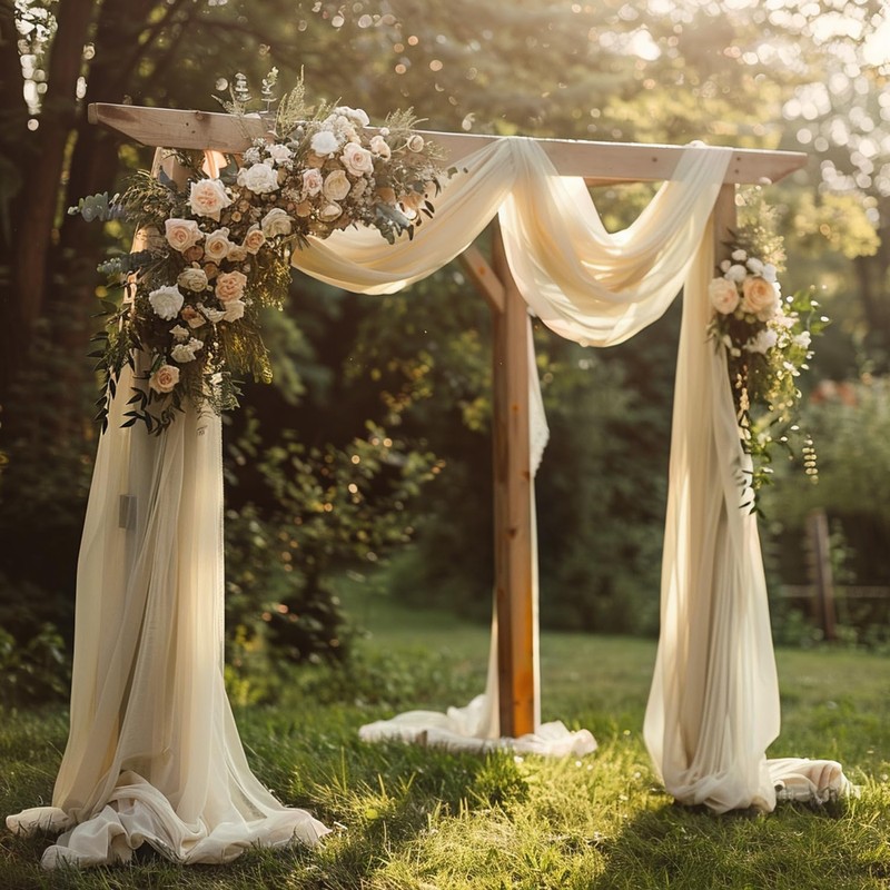 Wokceer Wedding Arch Draping Fabric 28.7" x 20FT Champagne Drapes