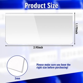 Chunful 25 Pack Clear Protective Plastic Label Holder 2.95in x 1.175in for 30210 30220 30224 Shelf Bins, Clear Card Holders with Top Open for Loading