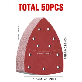 KONGMING 50 Pcs Mouse Sanding Pads 400 Grit 11 Hole Detail Sander Paper for Multi Electric Sander
