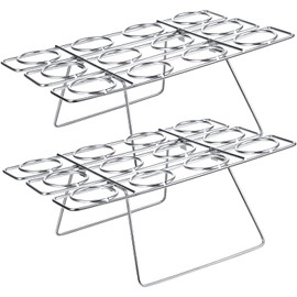 Cupcake Cones Baking Rack Stainless Steel Ice Cream Cone Cupcakes Holder 12 Cavity Ice Cream Cone Holder Stand Ice Cream Display Racks Cupcake Cone Stands for Home Kitchen Cooking, Silver (2 Pieces)