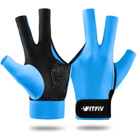 FITFIV Billiard Pool Glove for Left Hand 3 Finger, Durable Double Stitching, Snooker Cue Sport Glove Adjustable Popular Sizes for Men & Women