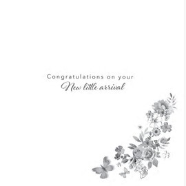 Noel Tatt New Baby Girl Congratulations Card - Cute Pink Crib with Butterflies - Eco-Friendly and Recyclable - Made in England