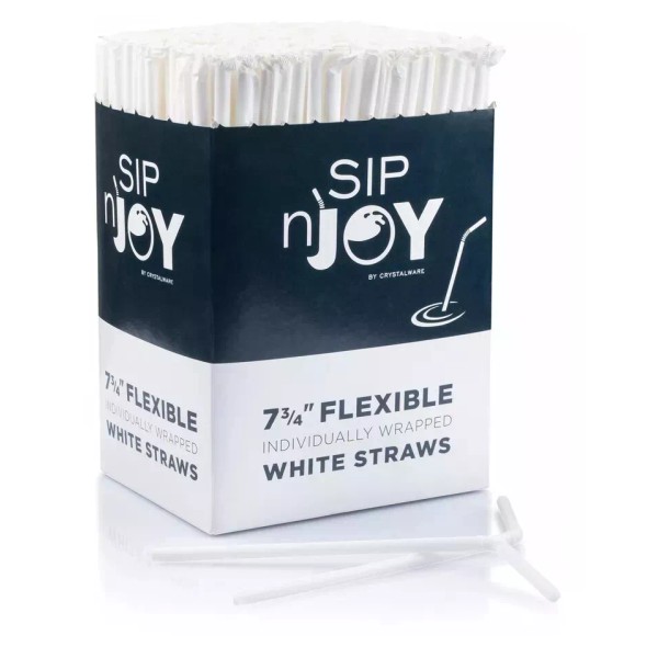 Branded Bulk Pack of 380 Flexible Plastic Drinking Straws -