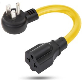 12AWG Right-Angle 15 Amp Household AC Plug to 20 Amp T Blade Power Extension Cord Cable Adapter, for Nema 5-15P to 5-20R, 5-15P to 6-15R, 5-15P to 6-20R,15A 125V to 20A 250V Extension Cord, 1FT