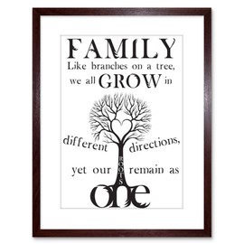 Wee Blue Coo QUOTE FAMILY ROOTS B&W HEART TREE THREE FRAMED PRINT F97X3386