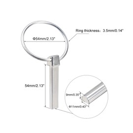 sourcing map Set of 3 Folding Pins with Ring 11 mm x 54 mm Trailer Pins Assortment Kit for Boat Kayak Trailer Tractor Trolley Horse Transporter
