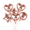 Happium 18" Rose Gold Heart, Star, Round Champagne Foil Balloons Pack of 6, Large Balloons with 10 m Roll Ribbon, Party Decorations