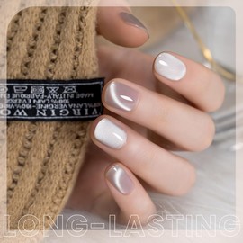 RARJSM Ceramic Cat Eye Gel Polish Silver Gray Smoothie White Glitter 15ml Mirror Glass Shimmer Velvet Cateye Gelpolish with Magnetic Stick UV LED Curing Require Soak Off Home Salon