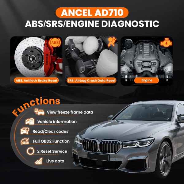 ANCEL AD710 OBD2 Scanner Engine Code Reader Diagnostic Tool ABS