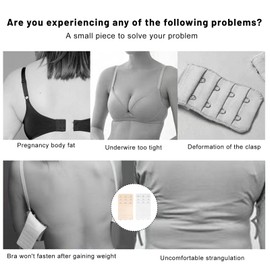 Blooms Bra Extender Pack of 6, Bra Extension 2 Hooks & Bra Extension 3 Hooks Stretch Bra Extender, Pregnancy Accessories Bra Extender, Black, white, skin colour