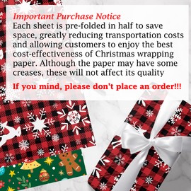 OHOME Christmas Wrapping Paper - Jumbo Sheets - Christmas Decorations | CHRISTMAS Gift Bags | Red, Green and White Tissue Paper - Gifts for Kids Men Women | Xmas Party Favors,29" x 42"