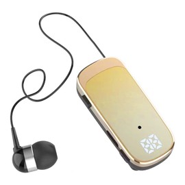 Retractable Earpiece, Retractable Headset Clip On Bluetooth Earphone with LED Battery Display, Single in Ear Headphone for Sports Business Trucker Driver (Gradient Yellow)