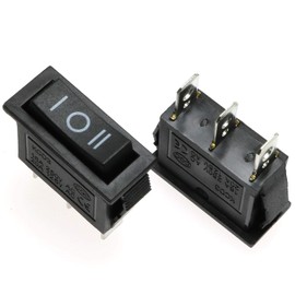 MEETOOT 2pcs SPDT Power Switch On-Off-On 3 Position 3Pin Snap in Boat Rocker Switch Black No Lights AC 16A/250V 20A/125V