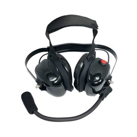 Noise Cancelling Two-Way Radio Over Ear Raceway Black Headset for Motorola XPR3000, XPR3000e, XPR3300, XPR3500, XPR3300e, XPR3500e Includes 5 pin PTT Coil Cable