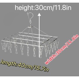 TVRTFQ 2 Pack Stainless Steel Sock Drying Rack with 80 Clips,360° Rotatable Windproof Hook Clothes Hanger Rack for Sock,Bras,Underwear,Baby Clothes,Hat,Scarf,Pants,Gloves,Towel and Laundry Accessories