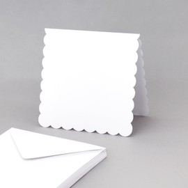 Katy Sue 30 White Scalloped Edge Cards & Matching Envelopes Sized at 148 x 148mm / 6 x 6 inch
