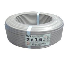 Fuji Electric Wire VVF Cable, 0.06 inch (1.6 mm) x 2 cores, Sold by 3.3 ft (1 m) increments, Gray, VVF1.6 x 2C