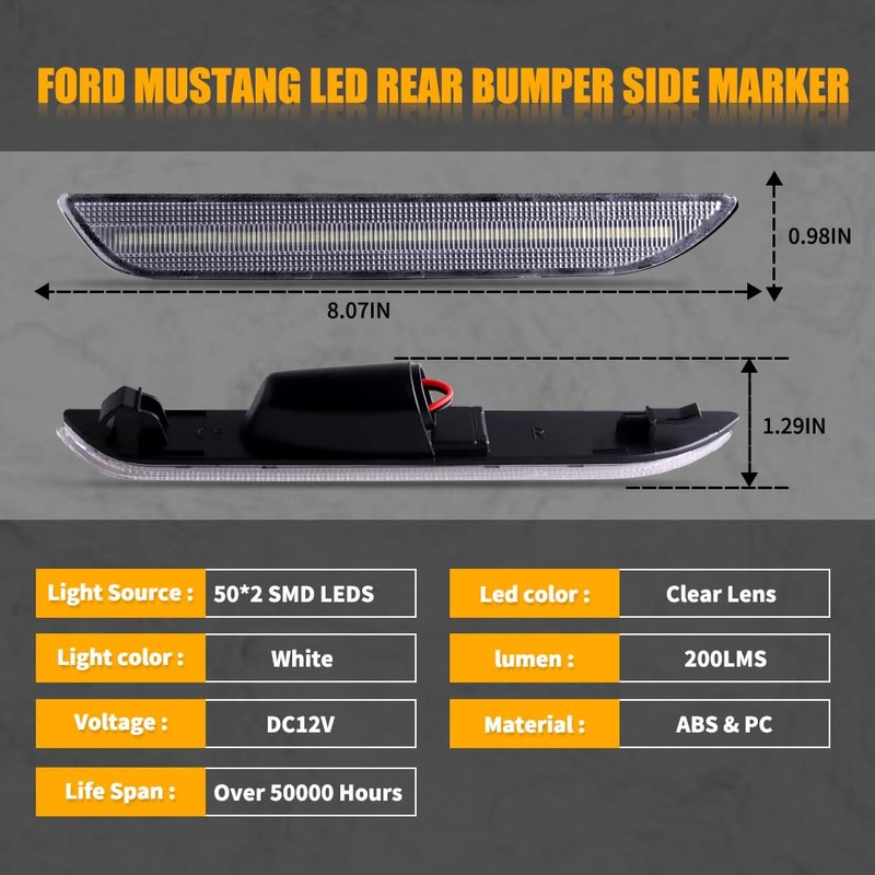 Nrgedzam LED Side Marker Lights Rear White Bumper Fender Marker