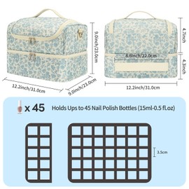 CUBETASTIC Nail Polish Organizer, Nail Supplies Storage Case Holds 45 Bottles Nail Polish & Nail Lamp, Travel Nail Tech Carrying Bag, Nail Kit Bag For Nail Stuff & Manicure Tools