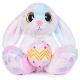 My OLi Easter Bunny Stuffed Bunny Animal Plush 8.5" Easter Rabbit with Easter Egg Bedtime Friend Toy Gifts for Girls Boys Kids, Rainbow