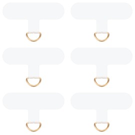 NQEUEPN 6pcs Phone Lanyard Patch Pad, 2.4x1.38x0.16in Short Cell Phone Lanyard Tab Phone Tether Tab Multifunctional Patch Compatible with Most Smartphones(Transparent, Gold)