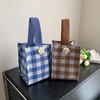 Clapoyis Tote Bag, Stylish, Convenient Handbag, Checkered Pattern, Canvas, Braun