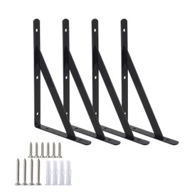 Heavy Duty Shelf Brackets Triangle Shelving Brackets Right Angle Wall Mounted Shelf Supporters Black 6 Inch Set of 4
