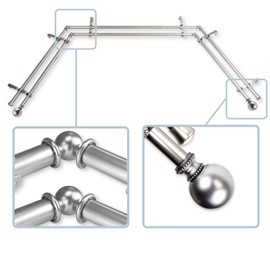 13/16" Jodi Bay Window Double Curtain Rod 20-36", 38-72" - Satin Nickel