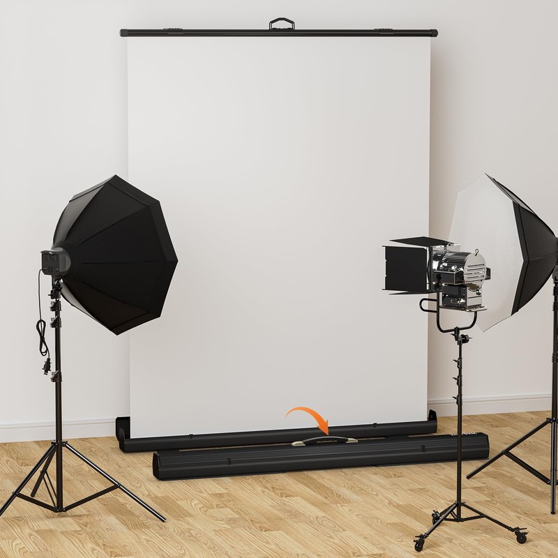 WASJOYE Retractable White Backdrop Screen - 79 x 59 in
