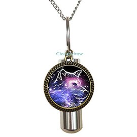 Cioaqpyirow Moon URN Wolf Jewelry Wolf Cremation URN Necklace Wolf URN Moon Cremation URN Necklace Wild Animal Art Cremation URN Necklace Moon and Wolf Full Moon Moon Jewellery Art Gifts,HO0E396
