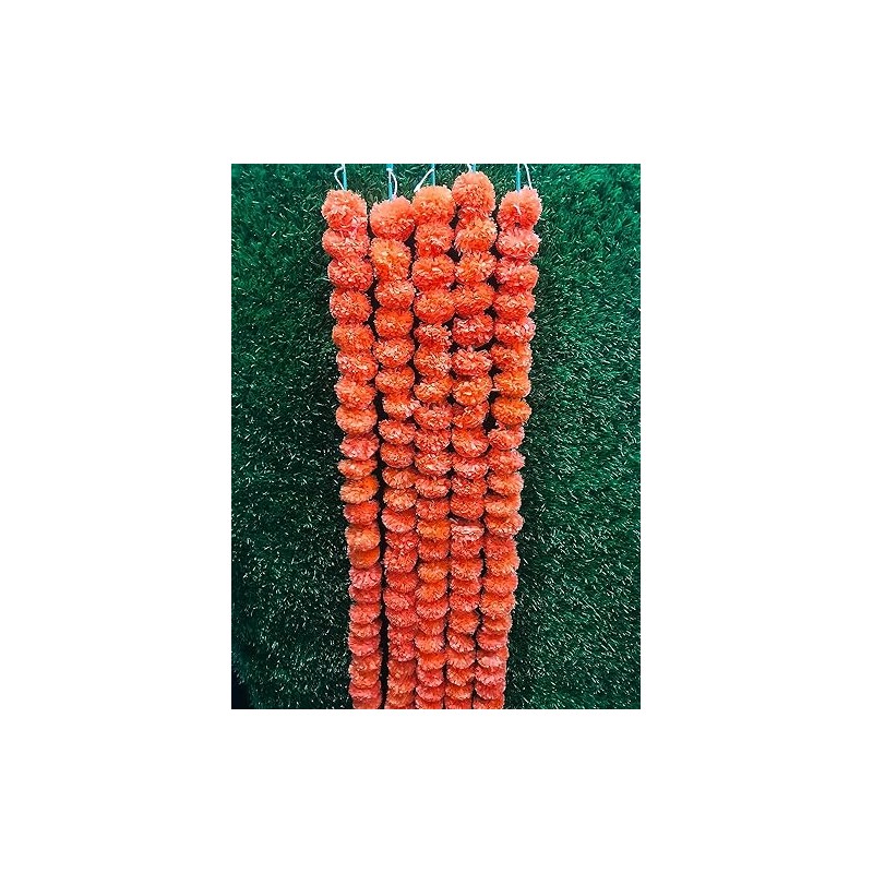Artificial Flower Marigold Flower Garland 5 String Party Genda phool